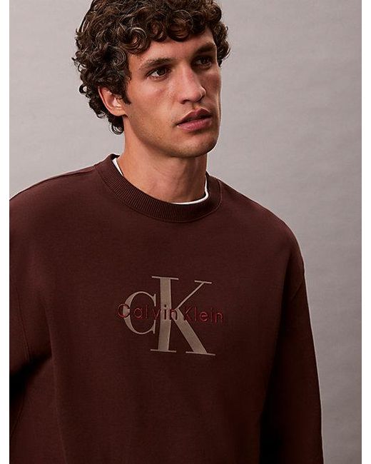 Calvin Klein Brown Jeans Oversized Monogram Sweatshirt for men