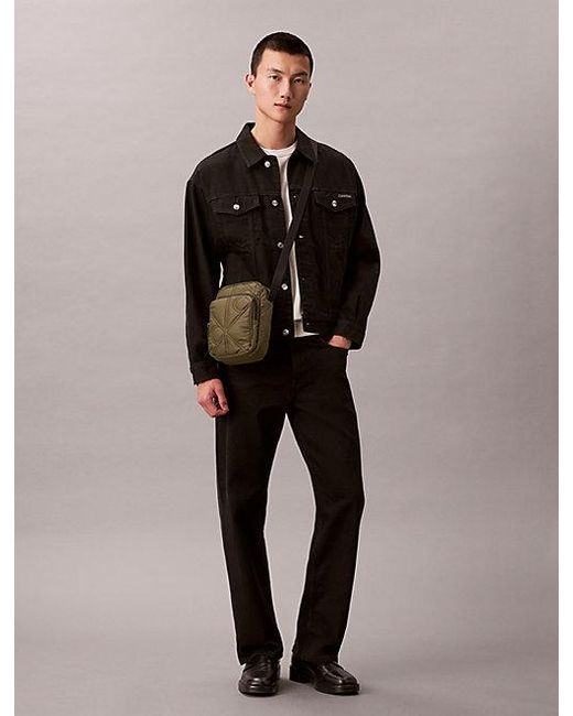 Calvin Klein Green Puffer Monogram Logo Reporter Bag for men