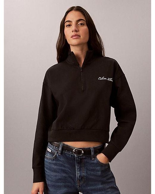Calvin Klein Blue Logo Cotton Jersey Lounge Sweatshirt