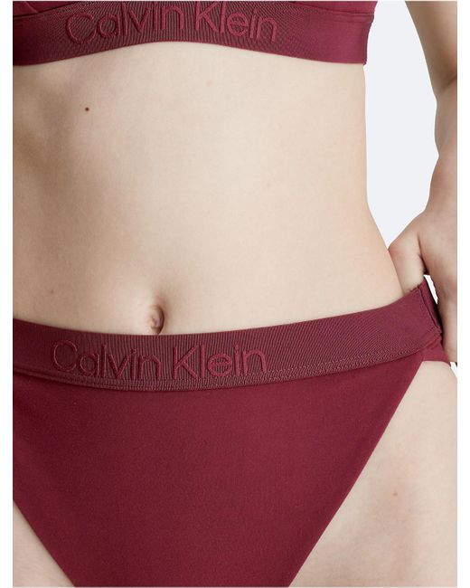 Calvin Klein Red Core Tonal High Waist Bikini Bottom