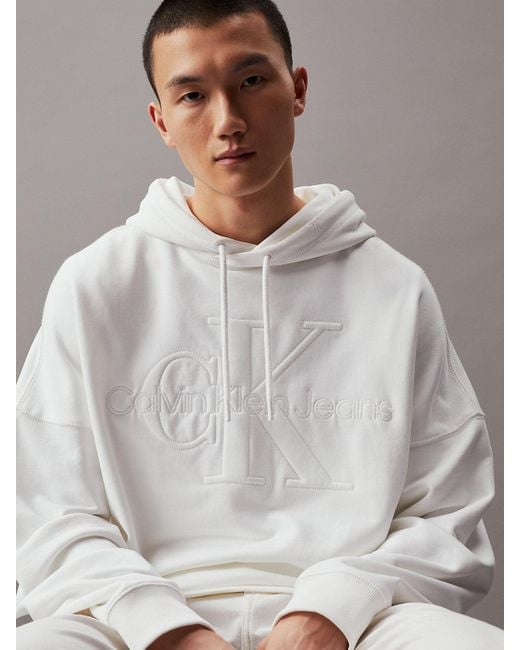 Sweat-shirt à capuche oversize avec monogramme Calvin Klein pour homme en coloris Gray