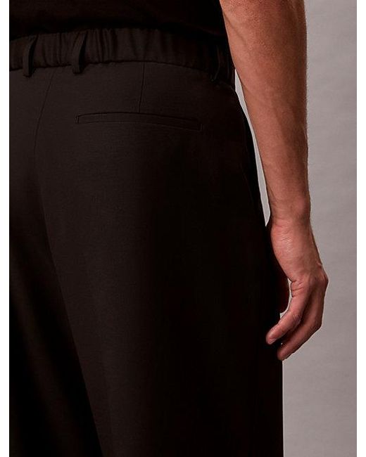 Calvin Klein Black Wide Leg Wool Blend Travel Trousers for men