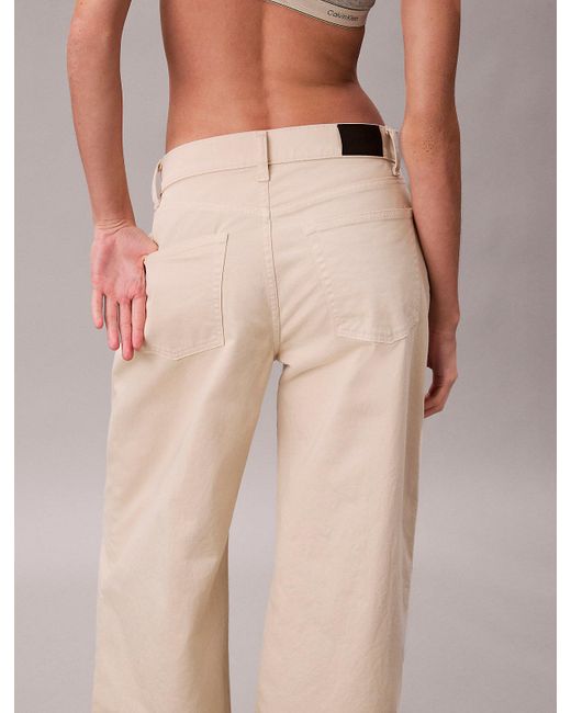 Calvin Klein Natural Super Wide Leg Twill Trousers