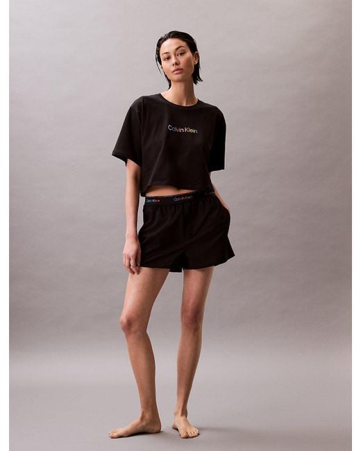 Short De Pyjama En Popeline De Coton Calvin Klein en coloris Black