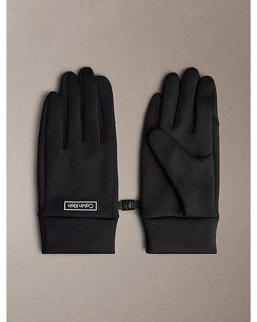 Calvin Klein Black Technical Stretch Touchscreen Gloves for men