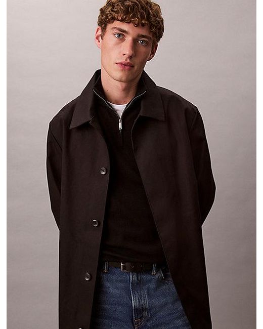 Calvin Klein Black Merino Wool Quarter Zip Jumper for men
