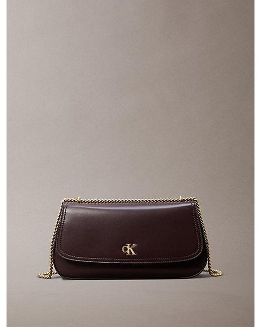 Calvin Klein Schoudertas Met Ketting En Monogramlogo-Hardware in het Brown