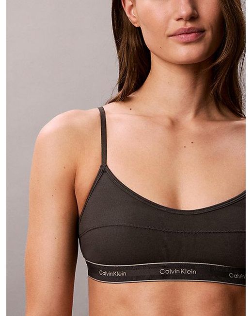 Calvin Klein Black Unlined Bralette Heritage Cotton