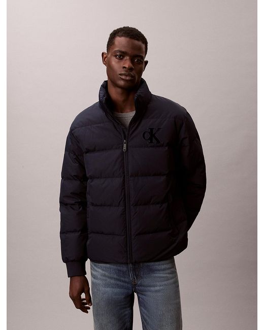 Calvin Klein Blue Chenille Monogram Puffer Jacket for men