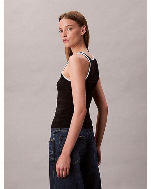 Calvin Klein Black Jeans Contrast Trim Ribbed Tank Top