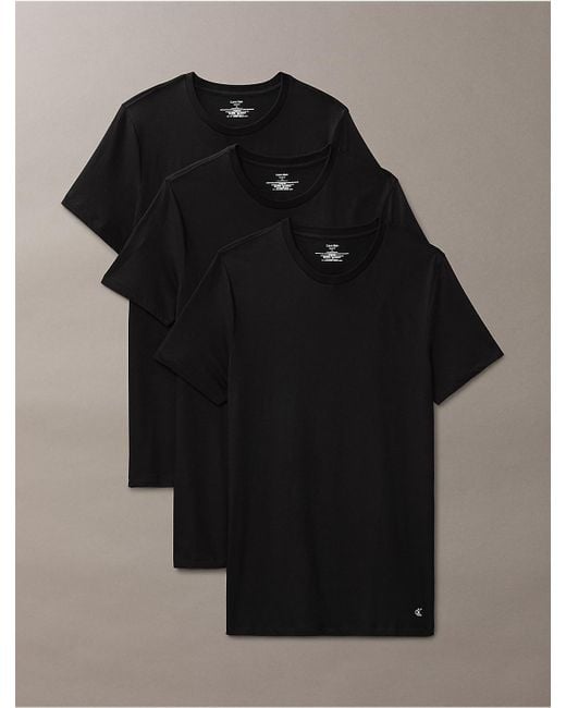 Calvin Klein Black Cotton Classics 3-Pack Classic Fit Crewneck T-Shirt for men