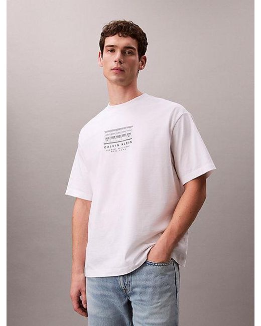 Calvin Klein White Jeans Graphic Relaxed T-Shirt for men