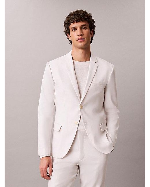 Calvin Klein Pink Slim Linen Blend Blazer for men