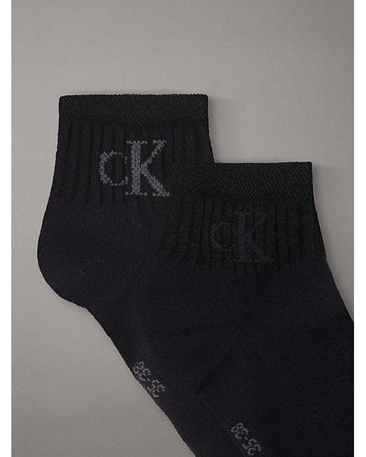 Calvin Klein Black 2 Pack Glossy Ribbed Ankle Socks
