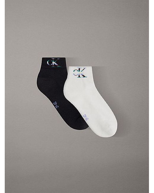 Calvin Klein Metallic 2 Pack Soft Cotton Stretch Ankle Socks for men