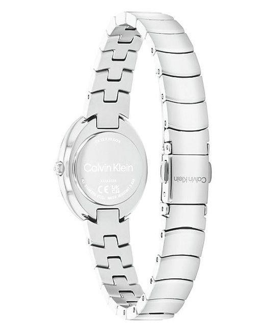 Calvin Klein White Oval Twisted Bezel Bracelet Watch