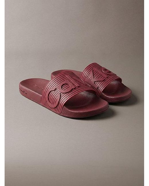 Calvin Klein Brown Nemo Contoured Emblem Logo Sliders for men