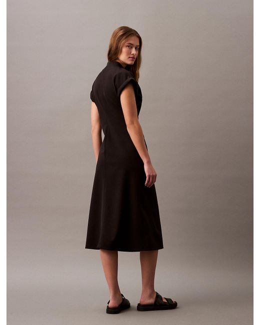 Calvin Klein Brown Tech Stretch Zip Neck Dress