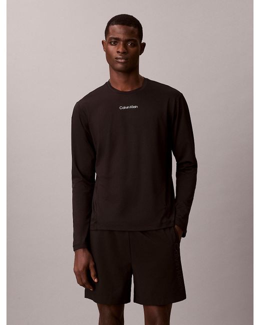 Calvin Klein Black Breathable Quick-Dry Long Sleeve Gym T-Shirt for men
