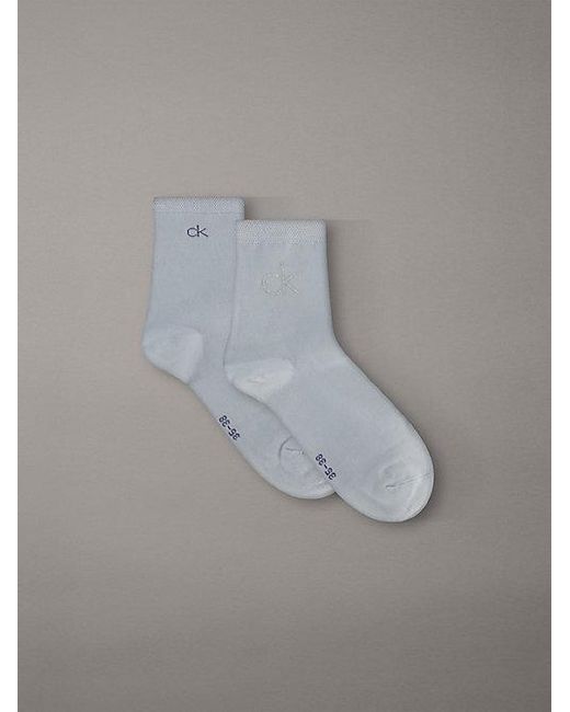 Calvin Klein Gray 2 Pack Soft Cotton Metallic Ankle Socks