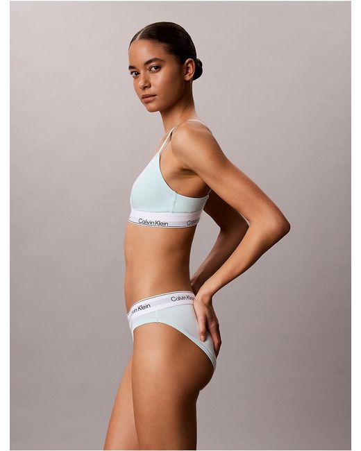 Calvin Klein White Lightly Lined Triangle Bralette Icon Cotton Modal