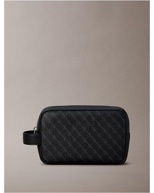 Calvin Klein Gray Textured Monogram Dopp Kit for men