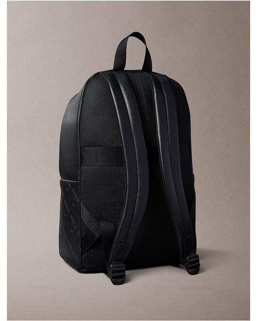 Calvin Klein Black Embossed Emblem Logo Trolley Backpack for men