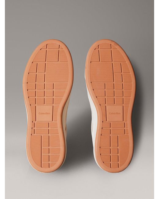 Baskets Signature En Cuir Et Daim Calvin Klein en coloris Gray