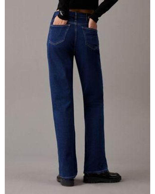 High Rise Straight Jeans Calvin Klein de color Blue