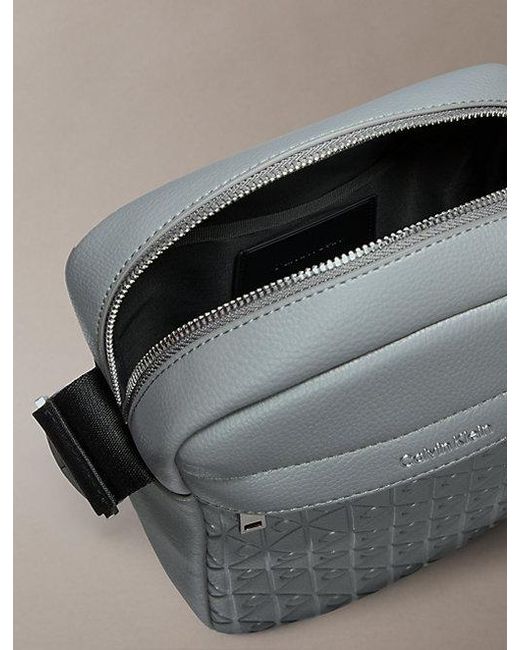 Calvin Klein Gray Embossed Emblem Logo Reporter Bag for men