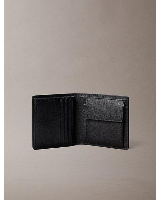 Calvin Klein Black Full Grain Leather Rfid Trifold Wallet for men