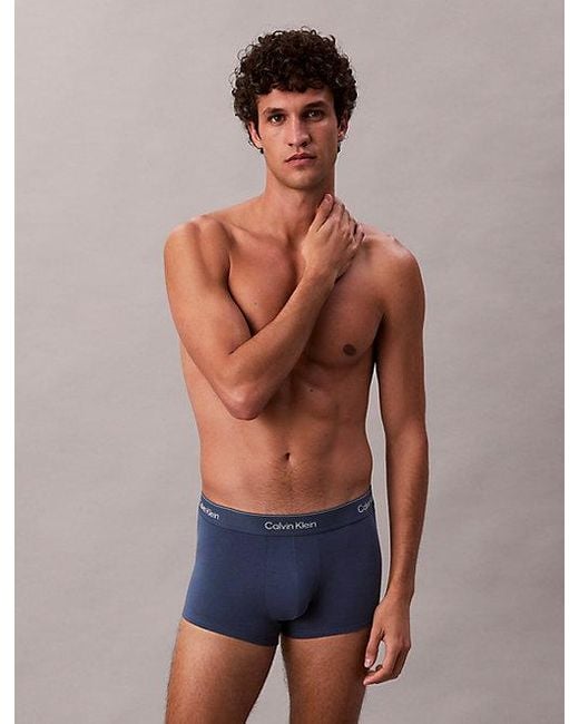 Calvin Klein Blue 3 Pack Low Rise Trunks Icon Cotton Stretch for men