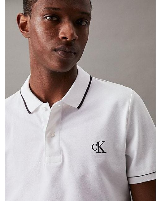 Calvin Klein White Slim Polo Shirt for men