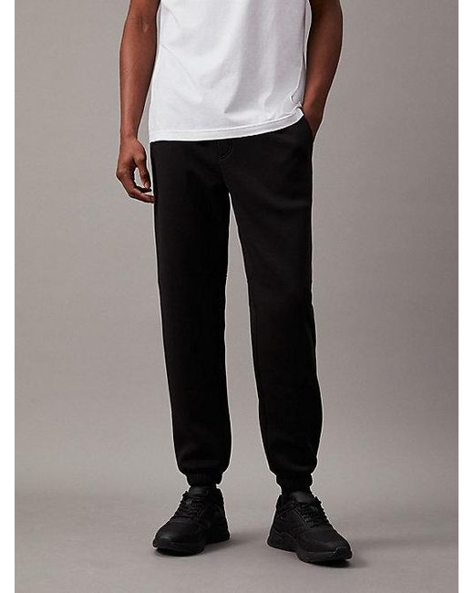 Pantalón deportivo de felpa con cinta con el logo Calvin Klein de hombre de color Black