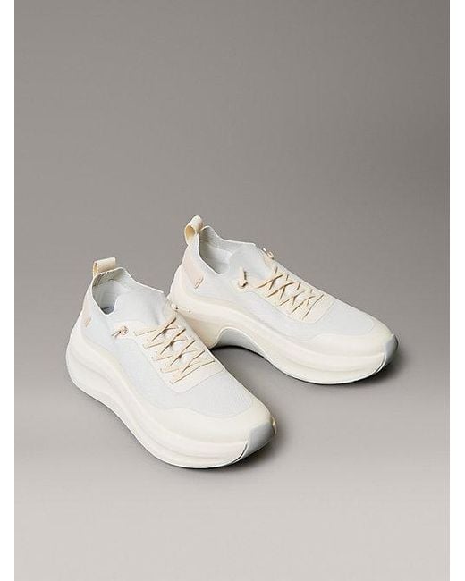 Calvin Klein White Mesh Chunky Runner Sock Trainers