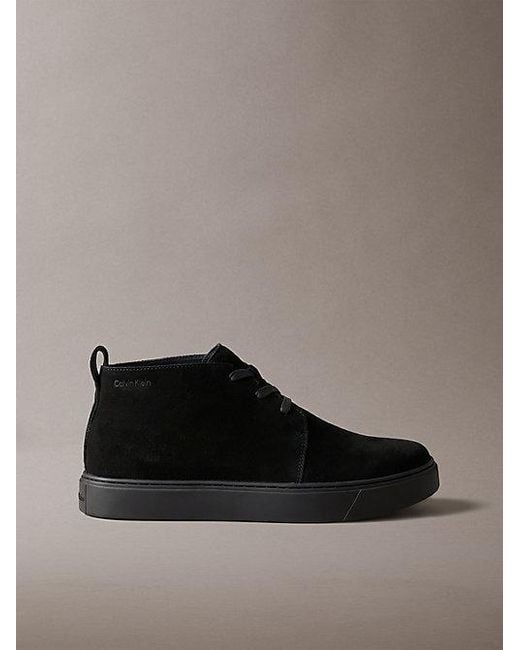 Calvin Klein Brown Suede Hybrid Cupsole Lace Up Shoes for men