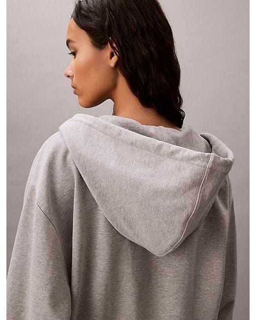 Calvin Klein Gray Jeans Cropped Monogram Zip Hoodie