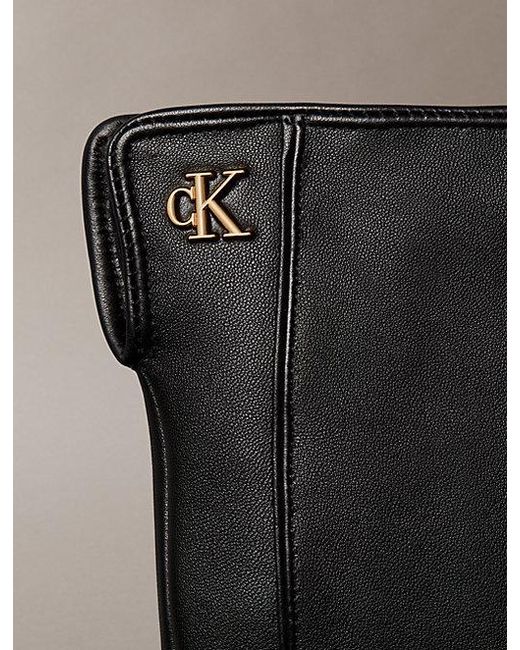 Calvin Klein Black Soft Nappa Leather Touchscreen Gloves