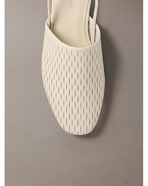 Calvin Klein Gray Leather Slingback Mules