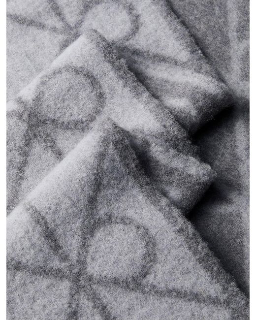 Calvin Klein Gray Warm Wool Blend Logo Scarf for men