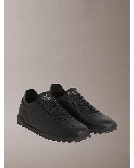 Calvin Klein Gray Jeans Leather Low Profile Runner Trainers