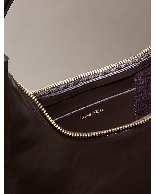 Calvin Klein Gray Glossy Logo Convertible Shoulder Bag