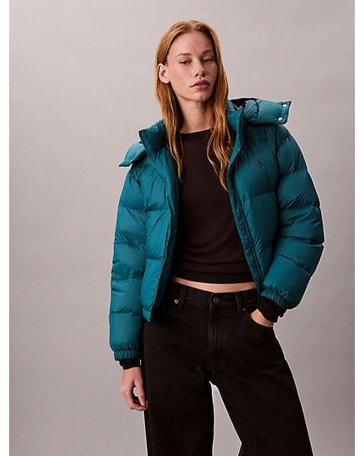 Calvin Klein Blue Kurze Daunen-Steppjacke