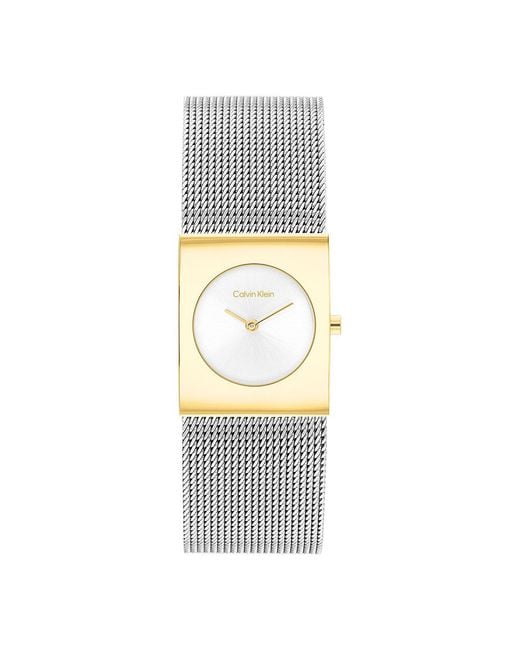 Calvin Klein White Ck Pulse Two-Tone Steel Bracelet Watch
