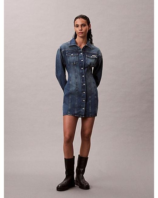 Calvin Klein Blue Jeans Denim Shirt Dress