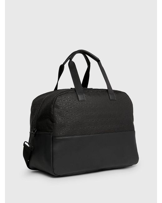Calvin Klein Black Logo Jacquard Weekend Bag for men