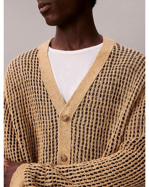 Cardigan En Lin À Points Ouverts Calvin Klein pour homme en coloris Natural