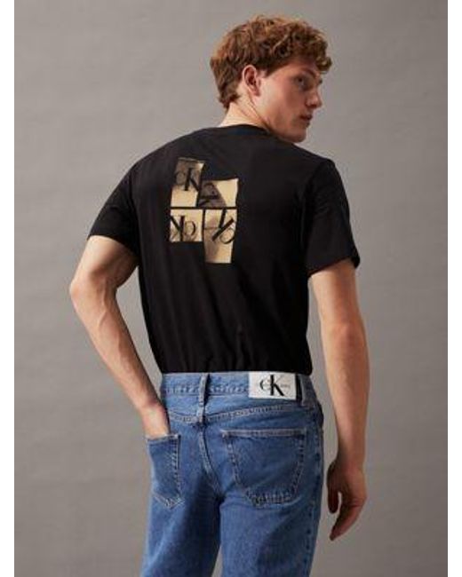 Camiseta con logo en la parte trasera Calvin Klein de hombre de color Black