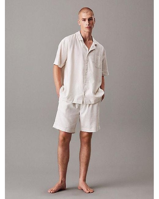 Calvin Klein Pyjamatop Van Linnenmix in het Gray voor heren