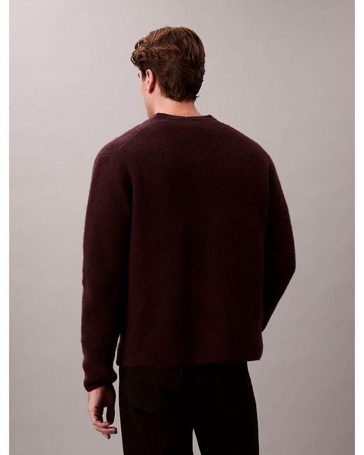 Calvin Klein Blue Boiled Merino Wool V-Neck Jumper for men